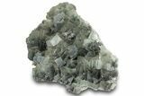 Green Cubic Fluorite Crystal Cluster on Druzy Quartz - China #323069-2